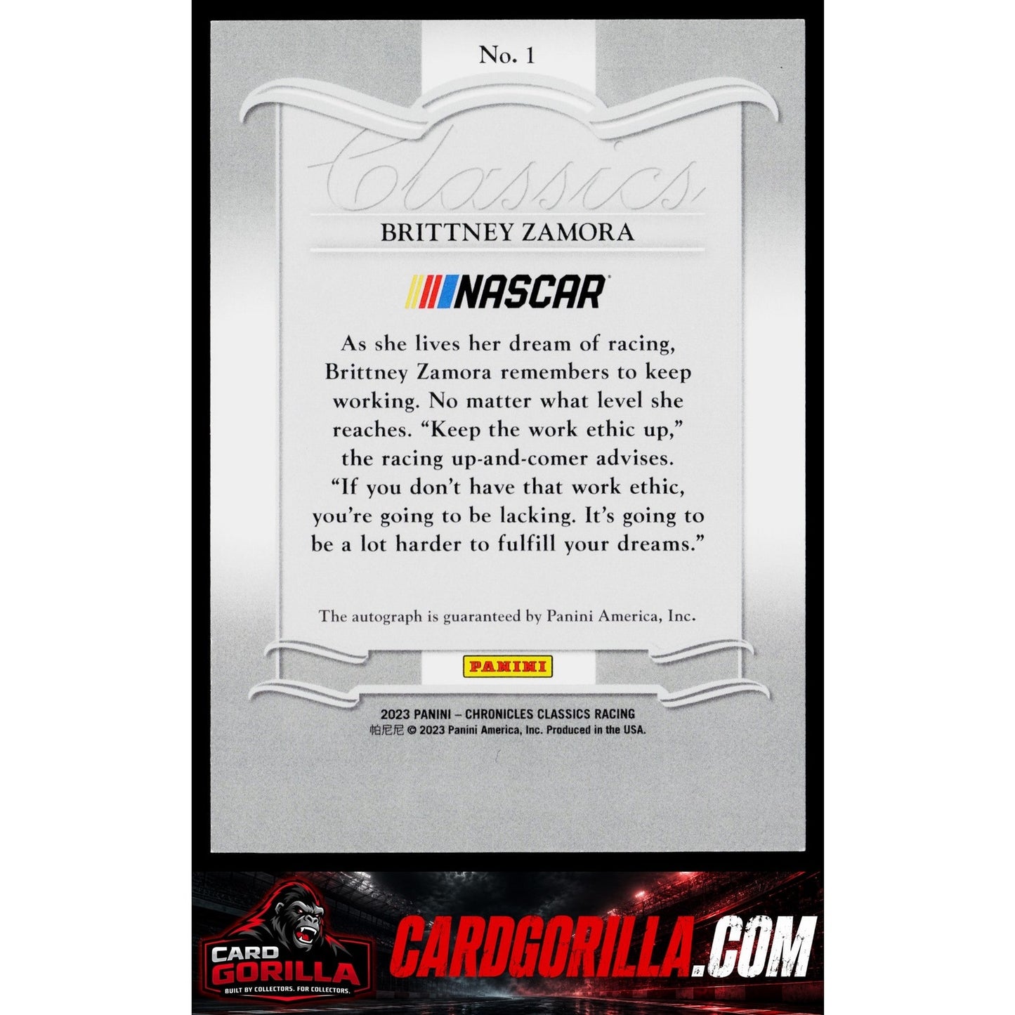 2023 Panini Chronicles #1 Brittney Zamora Classics Autographs