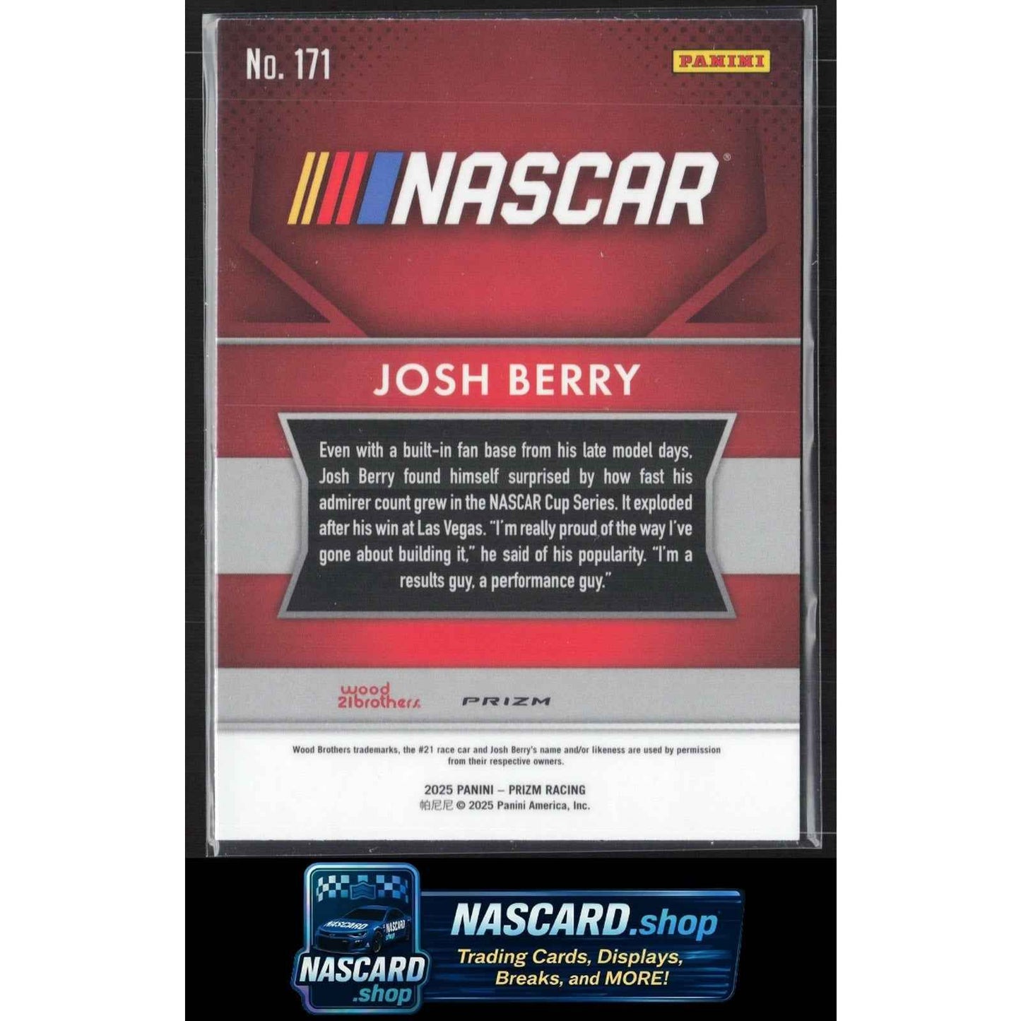 2025 Panini Prizm #171 Josh Berry White Sparkle