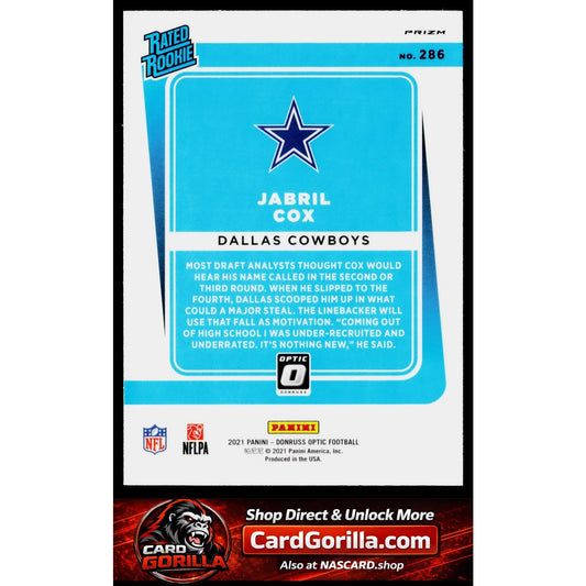 2021 Donruss Optic #286 Jabril Cox Blue Scope