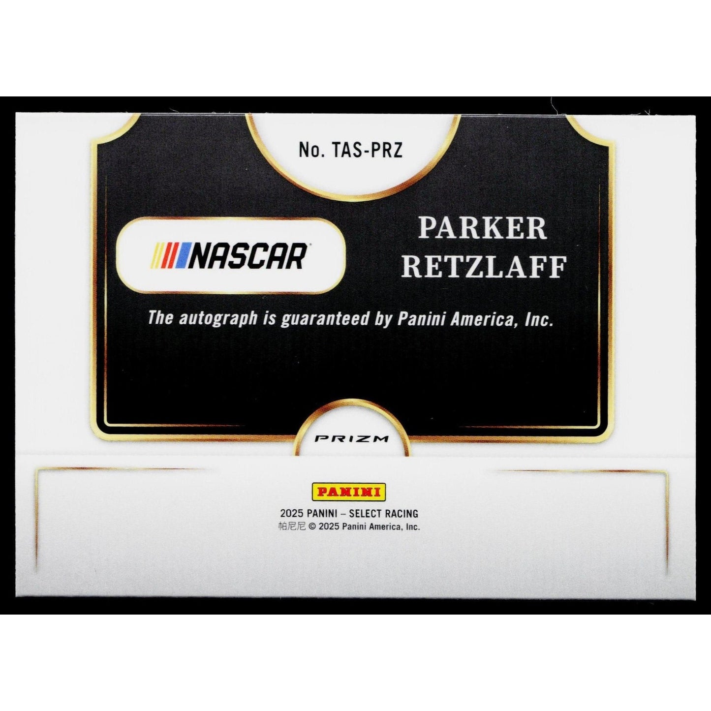 2025 Panini Select #TAS-PRZ Parker Retzlaff Trackside Action Signatures