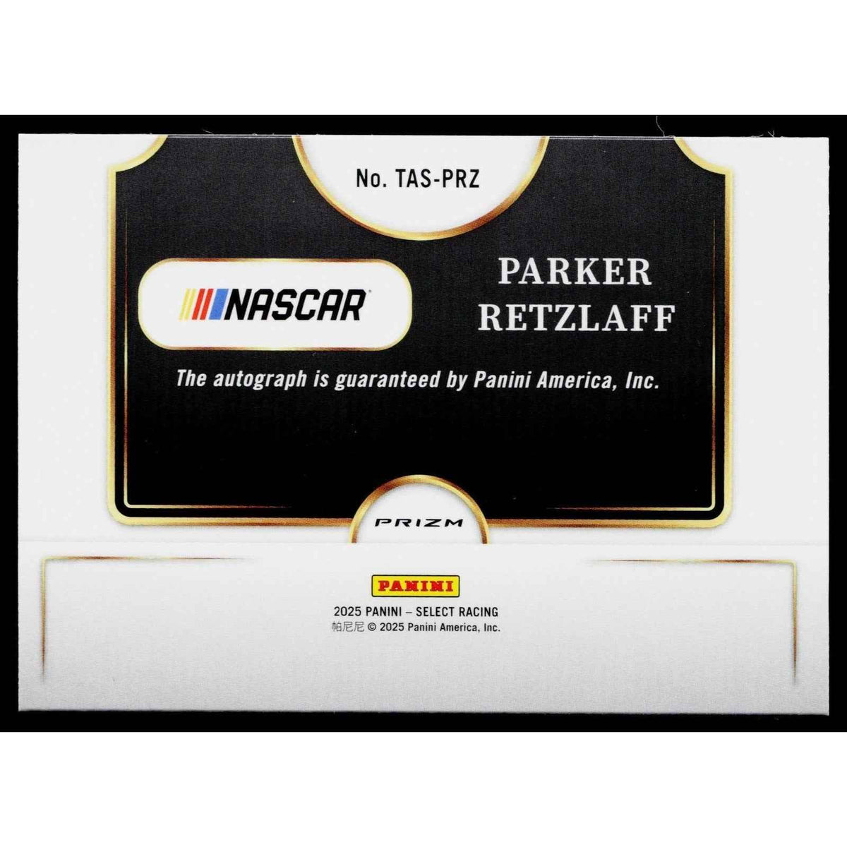 2025 Panini Select #TAS-PRZ Parker Retzlaff Trackside Action Signatures