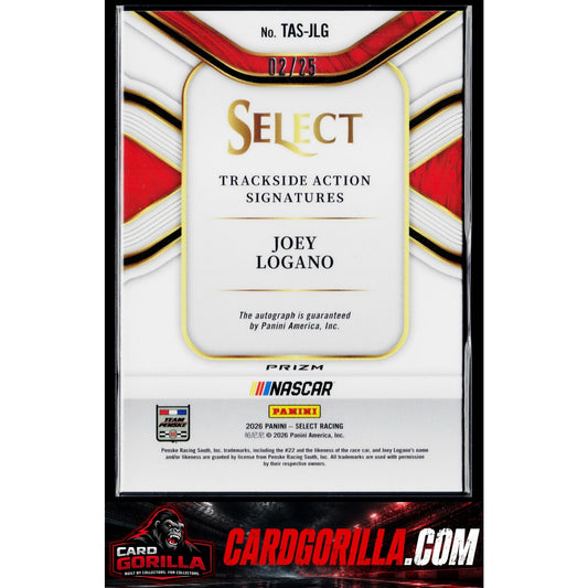 2026 Select Racing Joey Logano Trackside Action Signatures Tie-Dye Prizms #/25