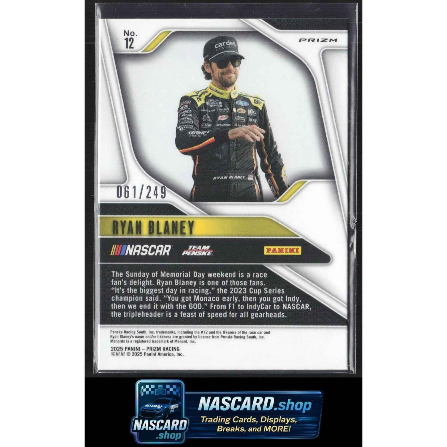 2025 Panini Prizm #12 Ryan Blaney Red #/249