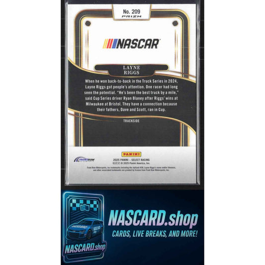 2025 Panini Select #209 Layne Riggs Silver NASCAR Logo