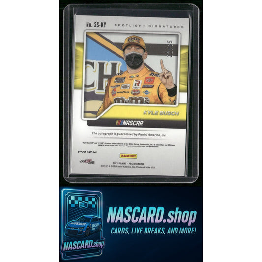 2021 Panini Prizm #SS-KY Kyle Busch Spotlight Signatures Purple Velocity #/35 - NASCARD.shop