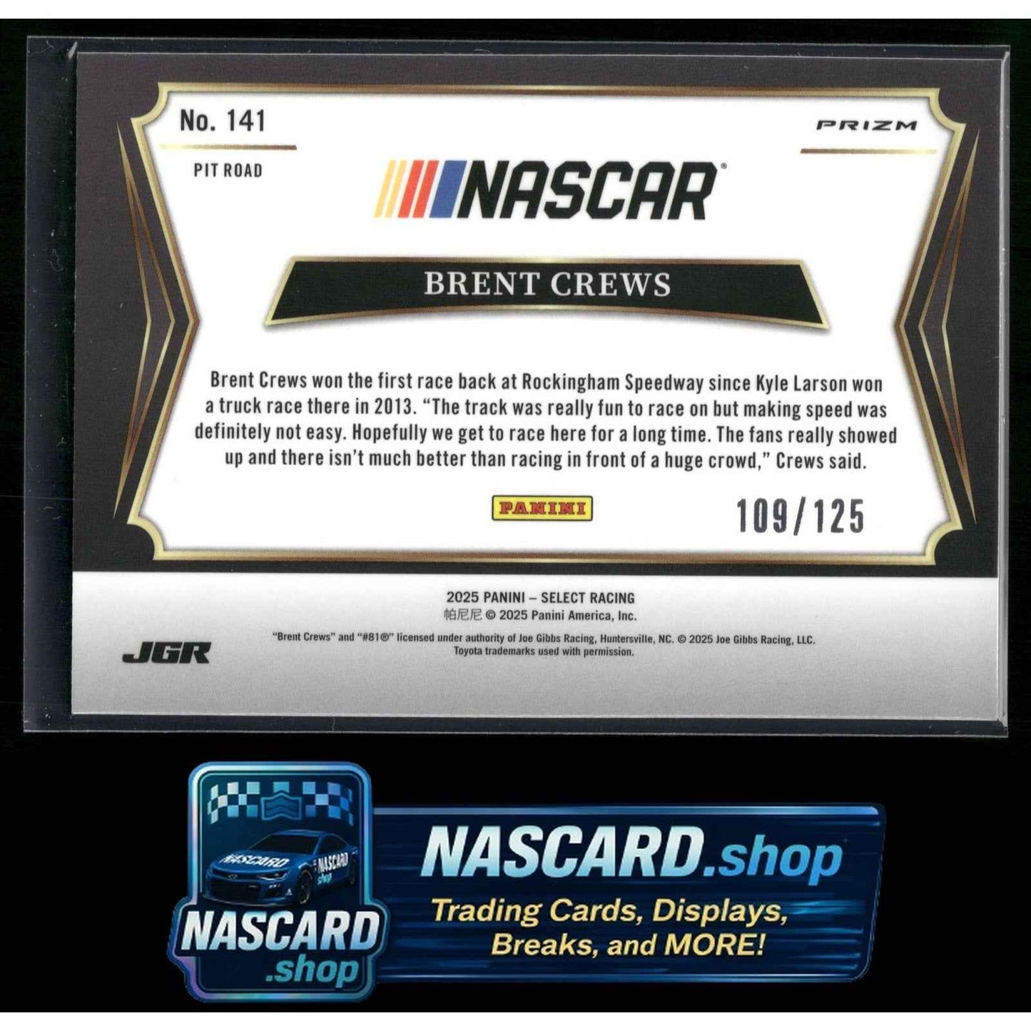 2025 Panini Select #141 Brent Crews Maroon Prizms #/125