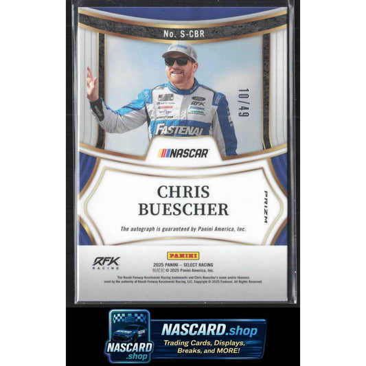 2025 Panini Select #S-CBR Chris Buescher Signatures Purple Prizms #/49
