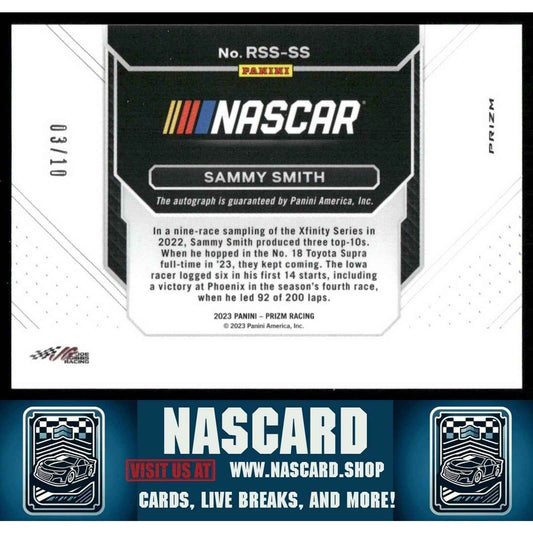 2023 Panini Prizm - Rookie Stripes Signatures Sammy Smith #RSS-SS Gold Prizm /10