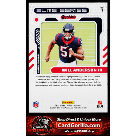 2023 Donruss #1 Will Anderson Jr. Elite Series Rookies