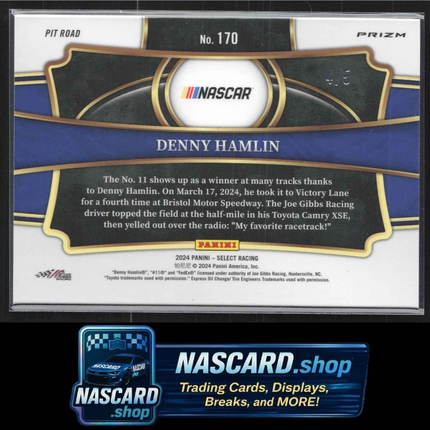 2024 Panini Select #170 Denny Hamlin Green Prizms #/5