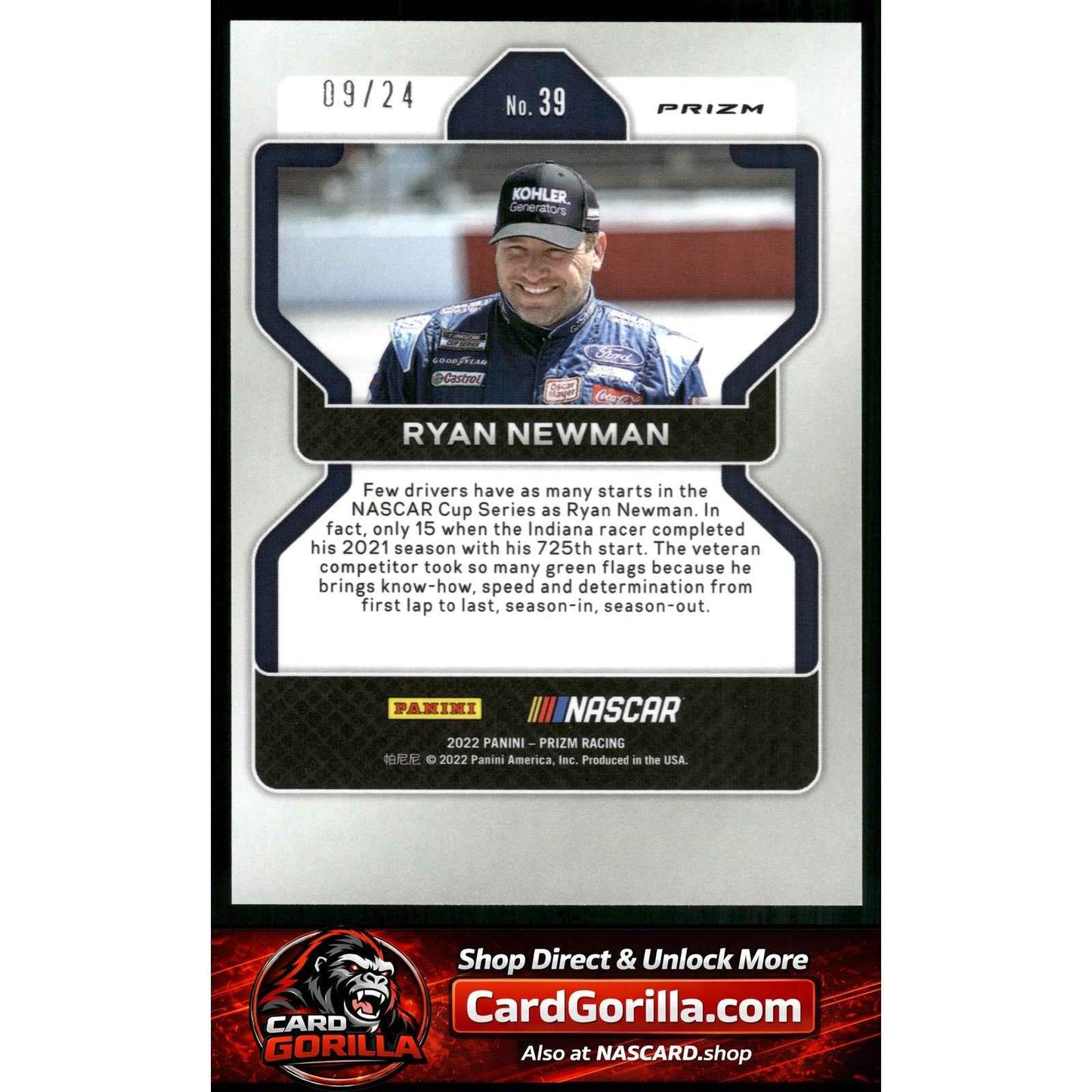 2022 Panini Prizm #39 Ryan Newman Rainbow Prizm #/24