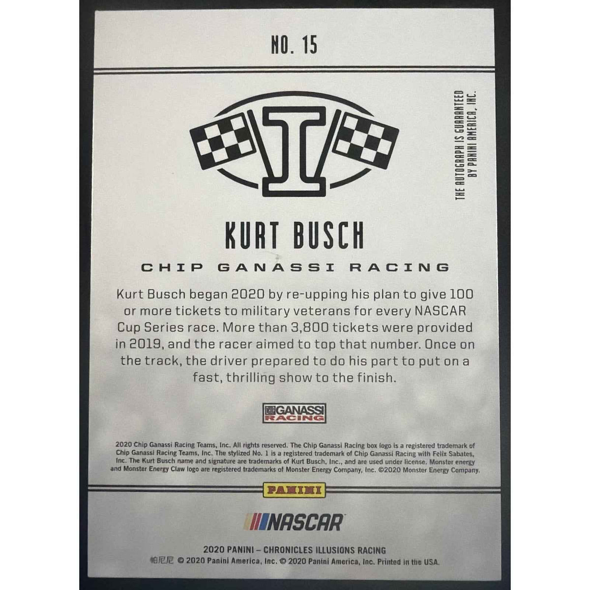 2020 Panini Chronicles Kurt Busch #15 Illusions Auto Gold 8/10