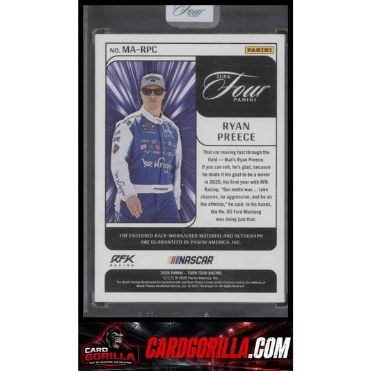 2025 Panini Turn Four #MA-RPC Ryan Preece Memorabilia Autographs Blue #/49
