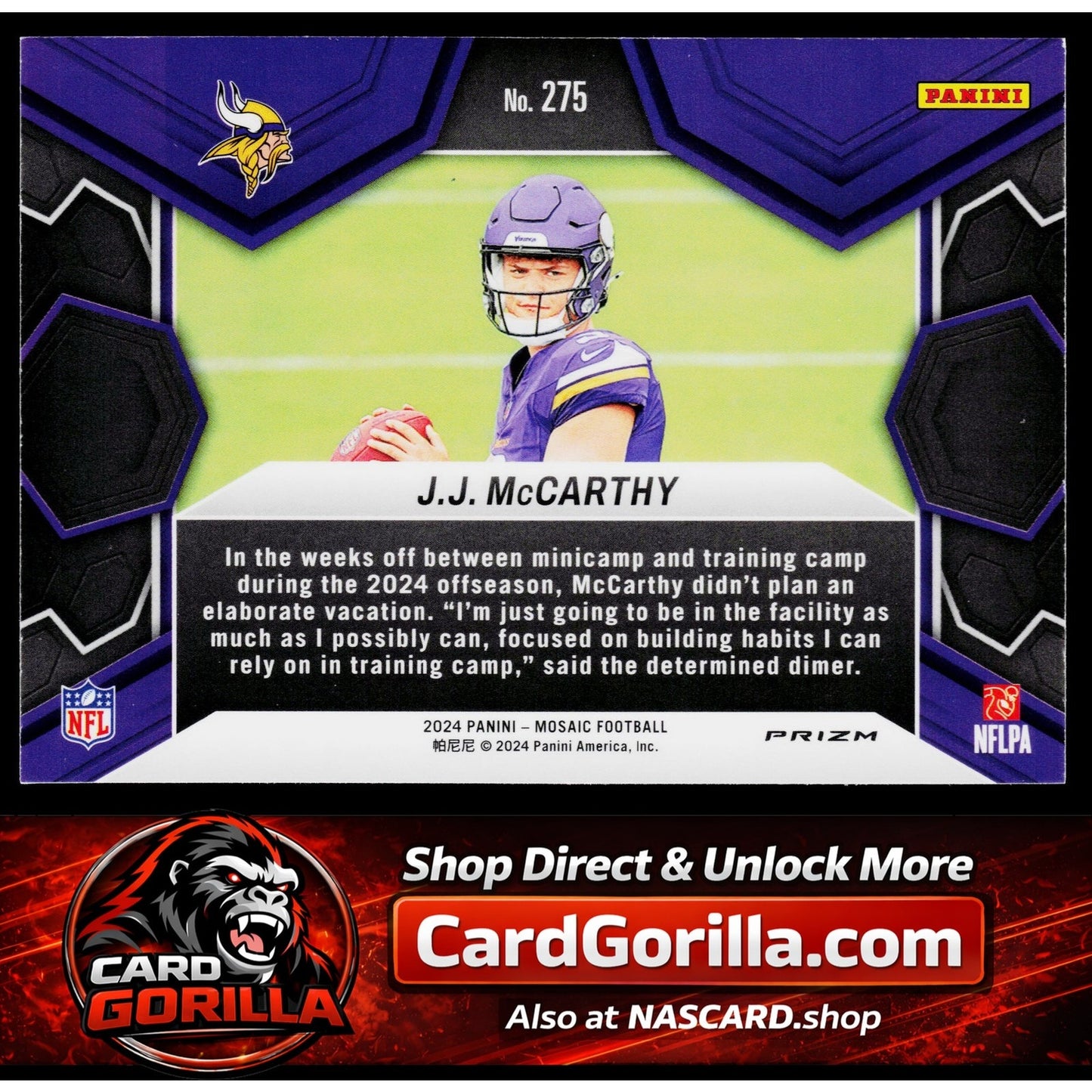 2024 Panini Mosaic #275 J.J. McCarthy Mosaic Camo Pink