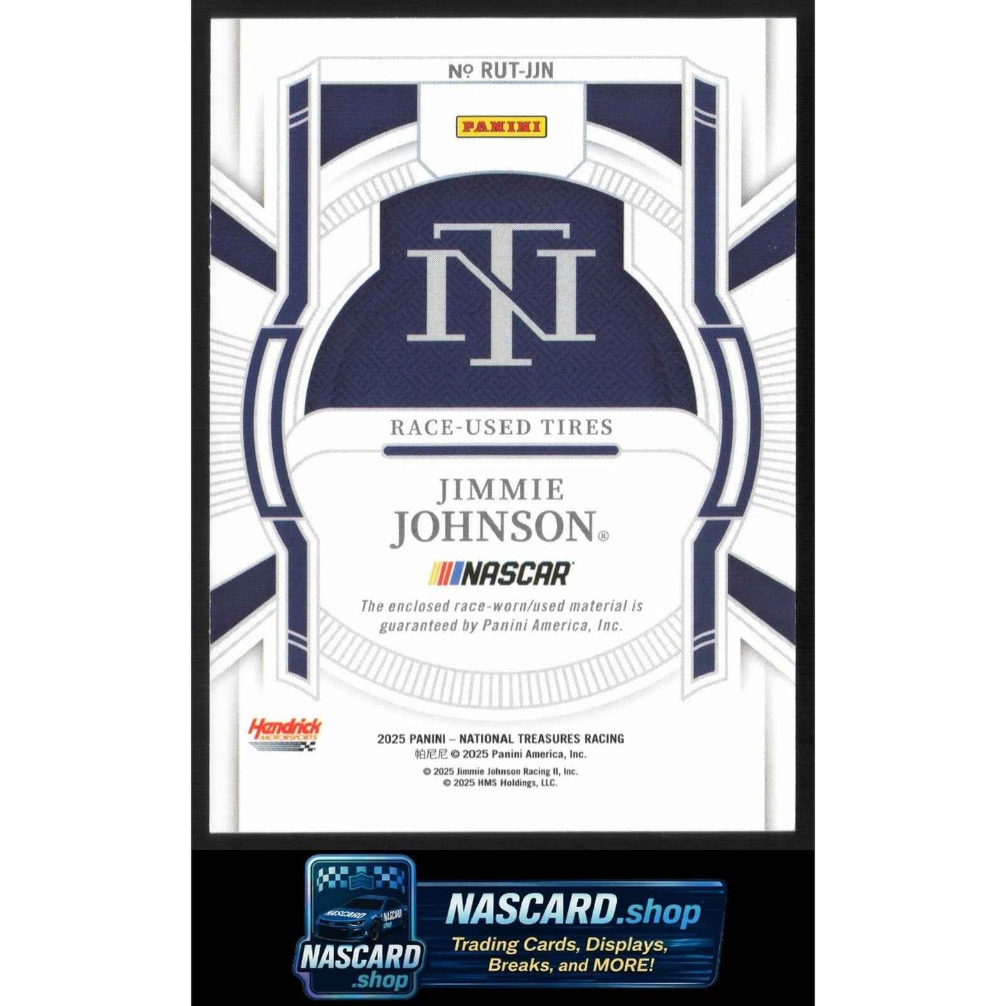 2025 Panini National Treasures #RUT-JJN Jimmie Johnson Race Used Tires #/99