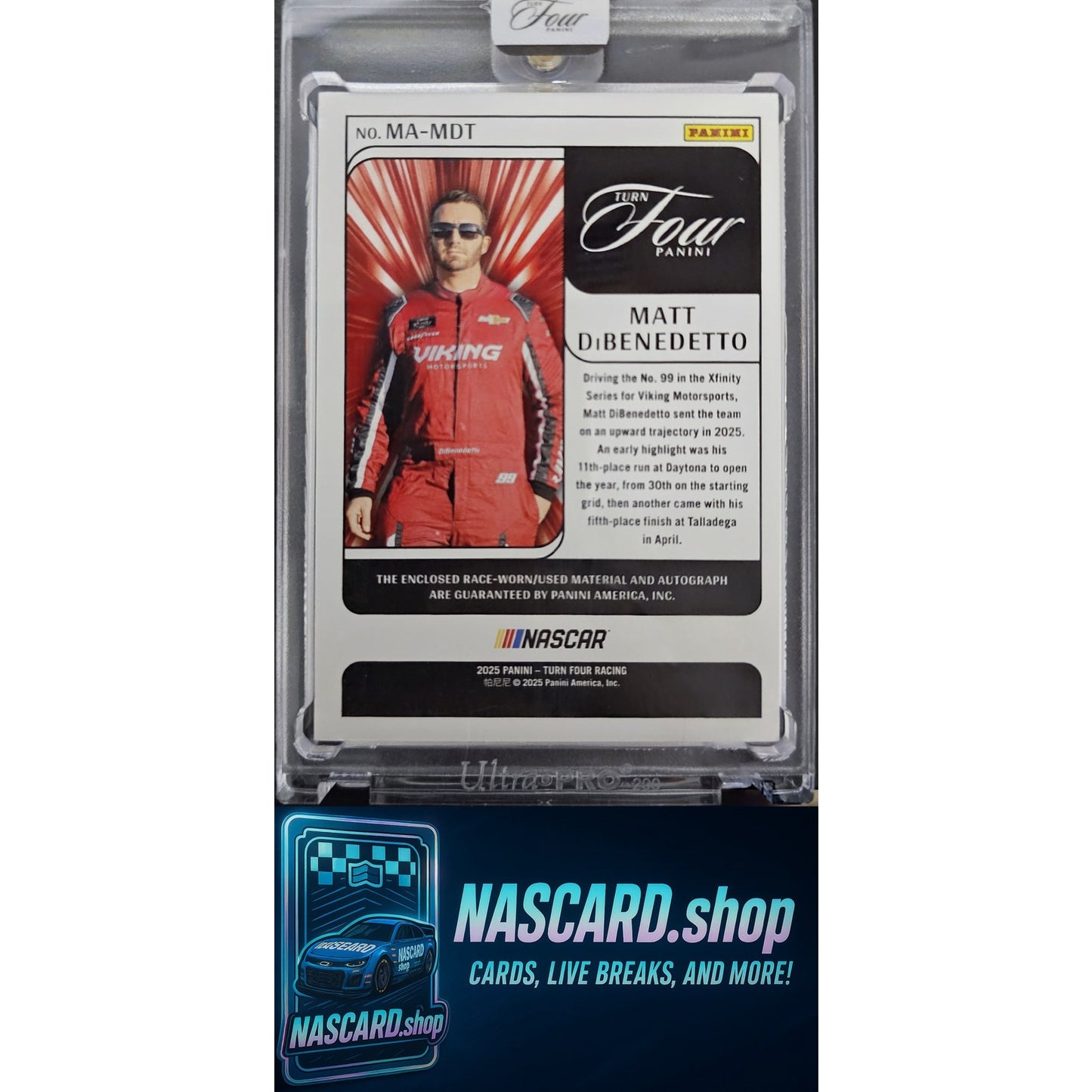2025 Panini Turn Four Matt DiBenedetto Memorabilia Autographs Purple #/25
