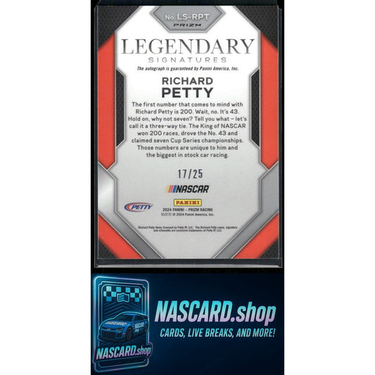2024 Panini Prizm #LS-RPT Richard Petty Legendary Signatures Blue #/25