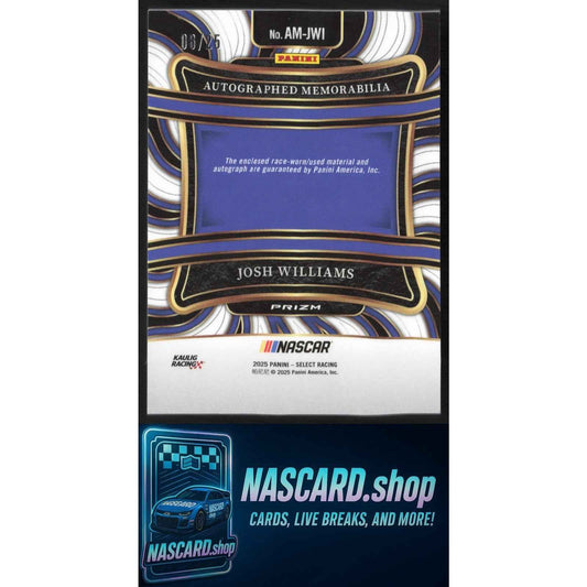 2025 Panini Select Josh Williams Autographed Memorabilia Tie-Dye Prizms #/25