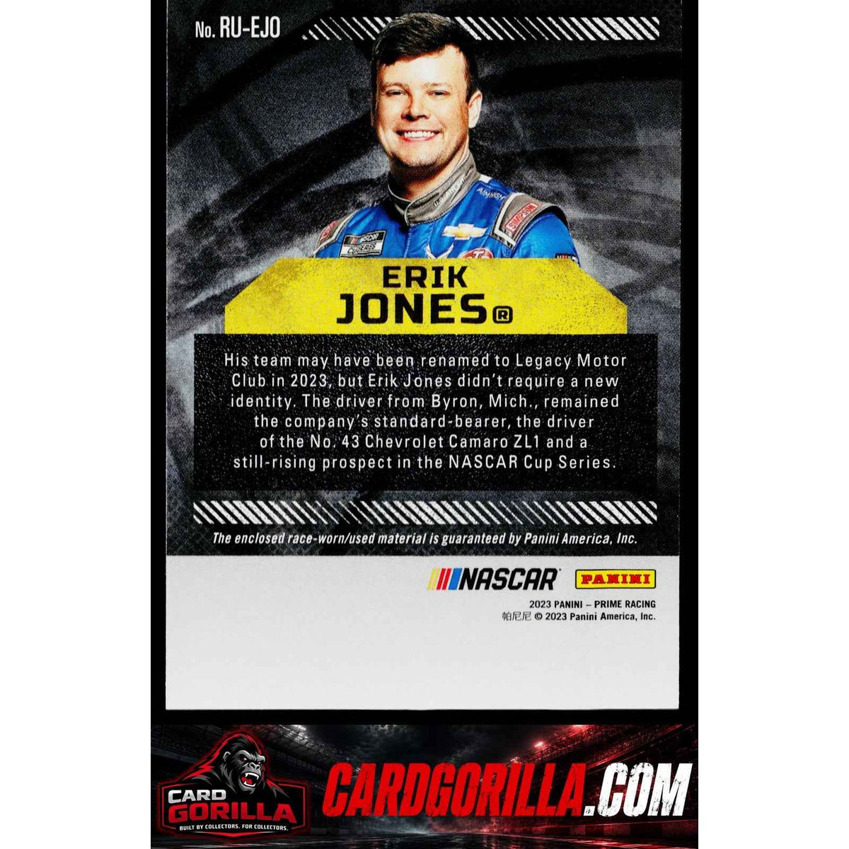 2023 Panini Prime #RU-EJO Erik Jones Race Used Tires #/99