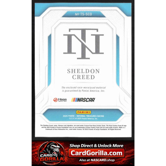 2025 Panini National Treasures #TS-SCD Sheldon Creed Treasured Swatches #/75