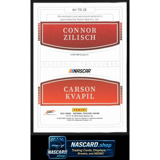 2025 National Treasures Connor Zilisch Carson Kvapil Team Duals Holo Gold #01/10
