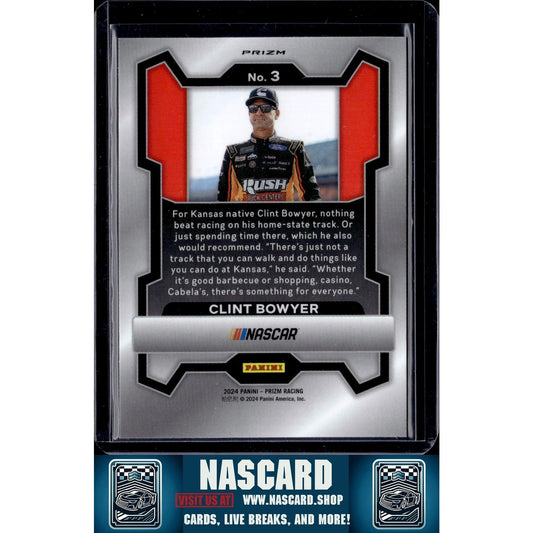2024 Panini Prizm #3 Clint Bowyer White Sparkle - NASCARD.shop