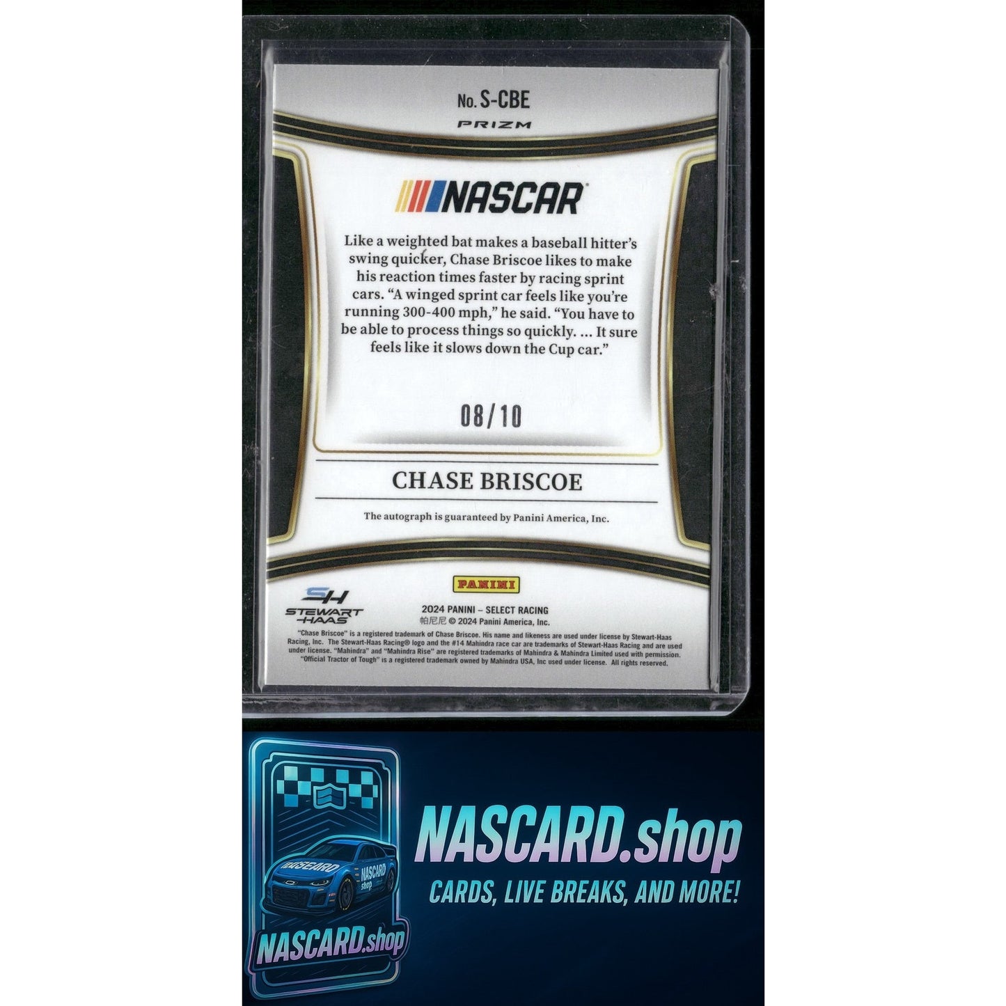 2024 Panini Select #S-CBE Chase Briscoe Signatures Gold Flash Prizms #/10 - NASCARD.shop