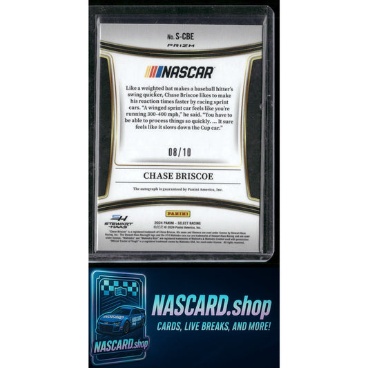 2024 Panini Select #S-CBE Chase Briscoe Signatures Gold Flash Prizms #/10 - NASCARD.shop