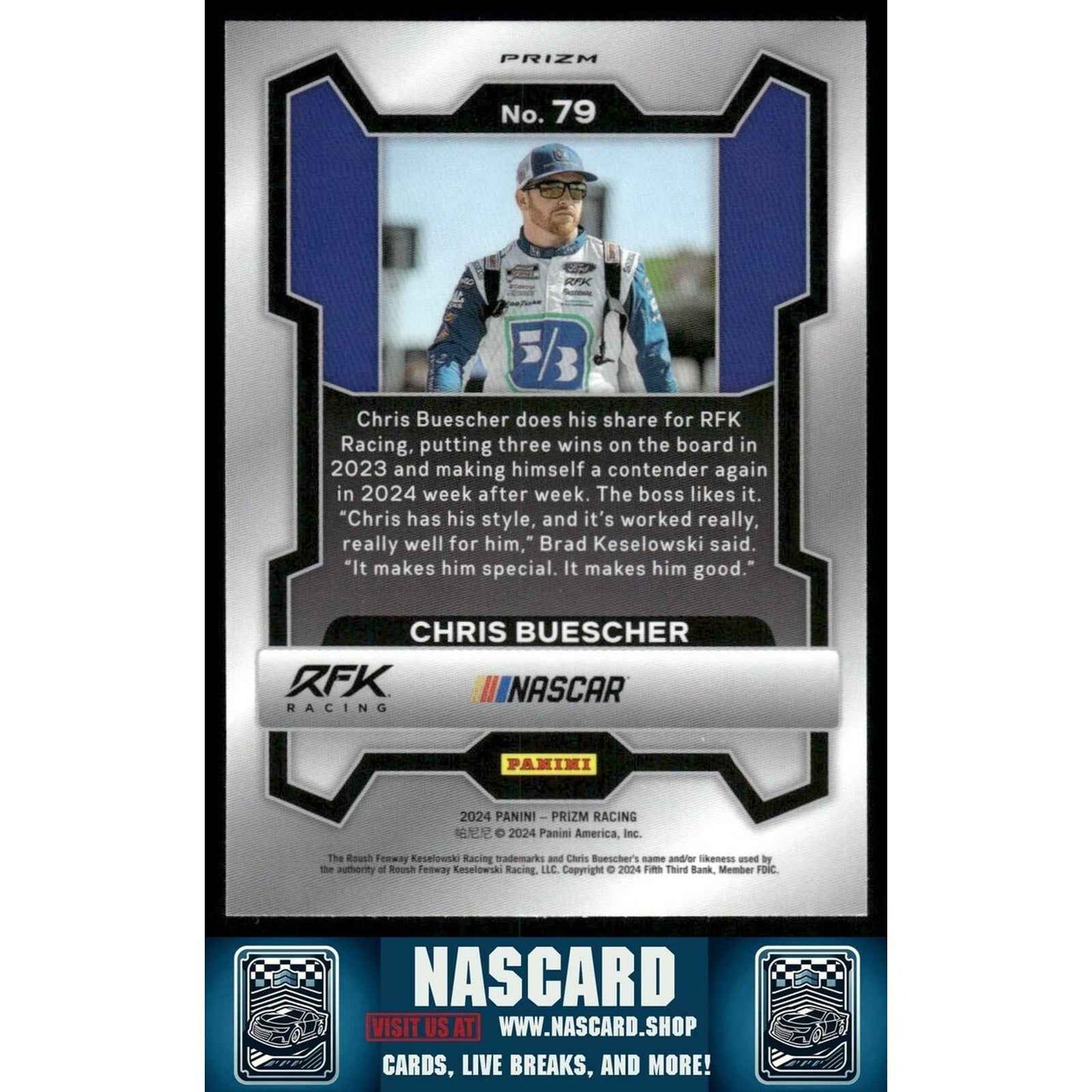 2024 Panini Prizm - Chris Buescher #79 White Sparkle Prizm - NASCARD.shop