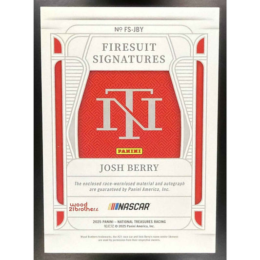2025 Panini National Treasures Josh Berry #1 Firesuit Signatures Holo Gold /10