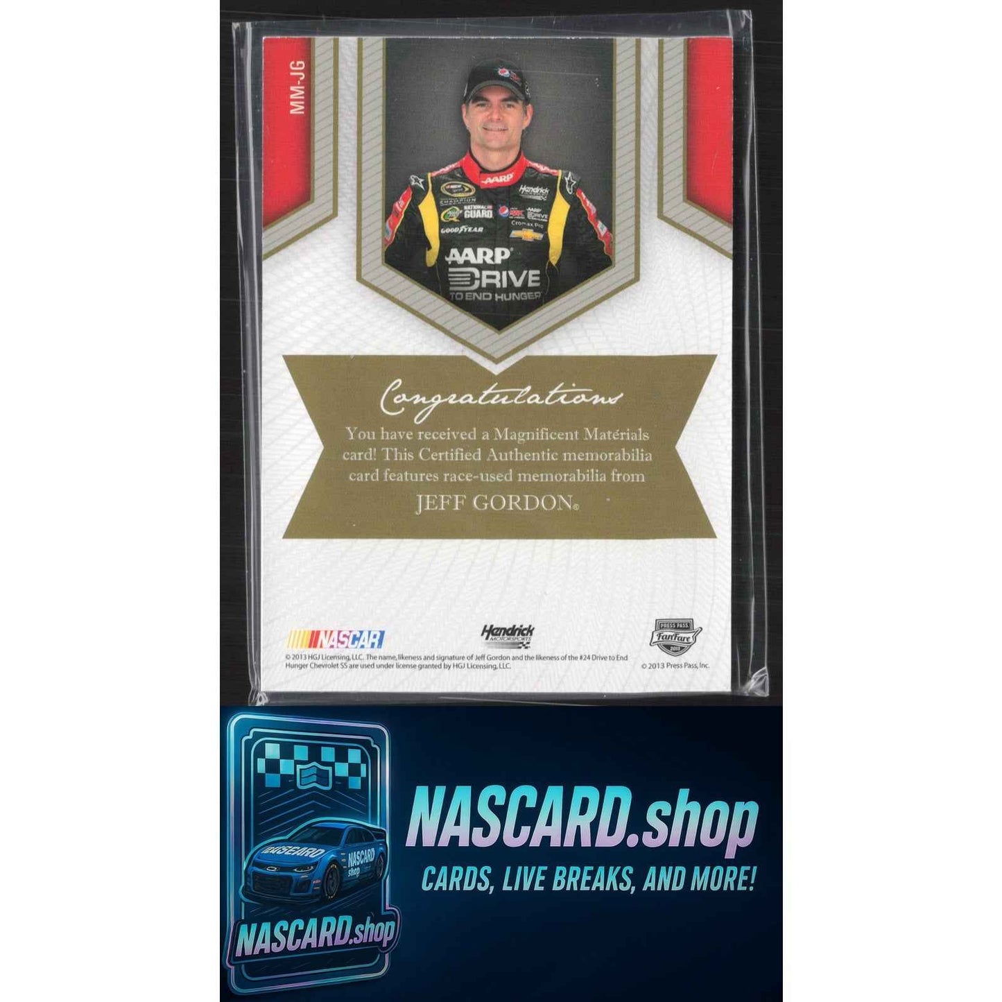 2013 Press Pass Fanfare Jeff Gordon Magnificent Materials Jumbo Swatches #/25