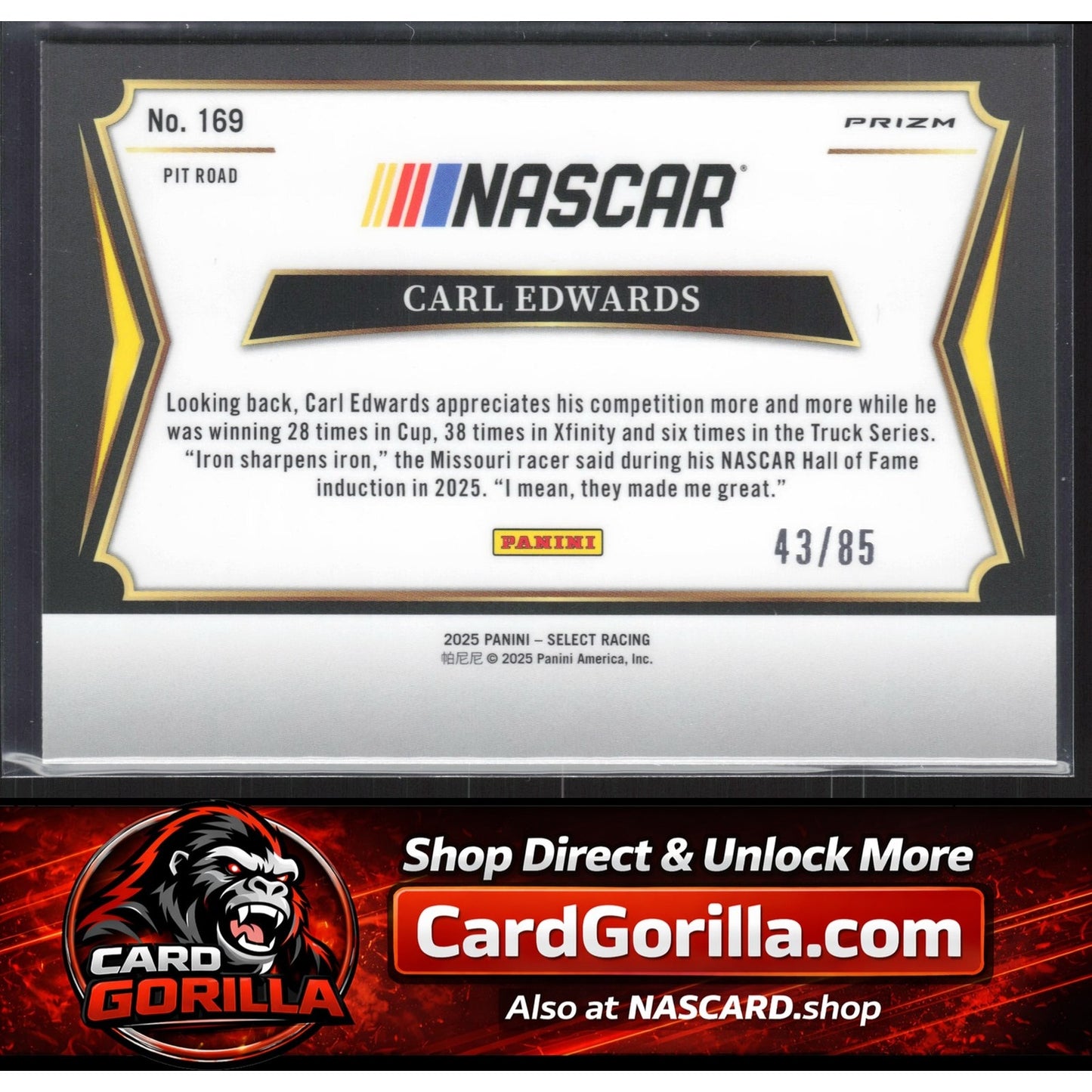 2025 Panini Select #169 Carl Edwards Purple Prizms #/85