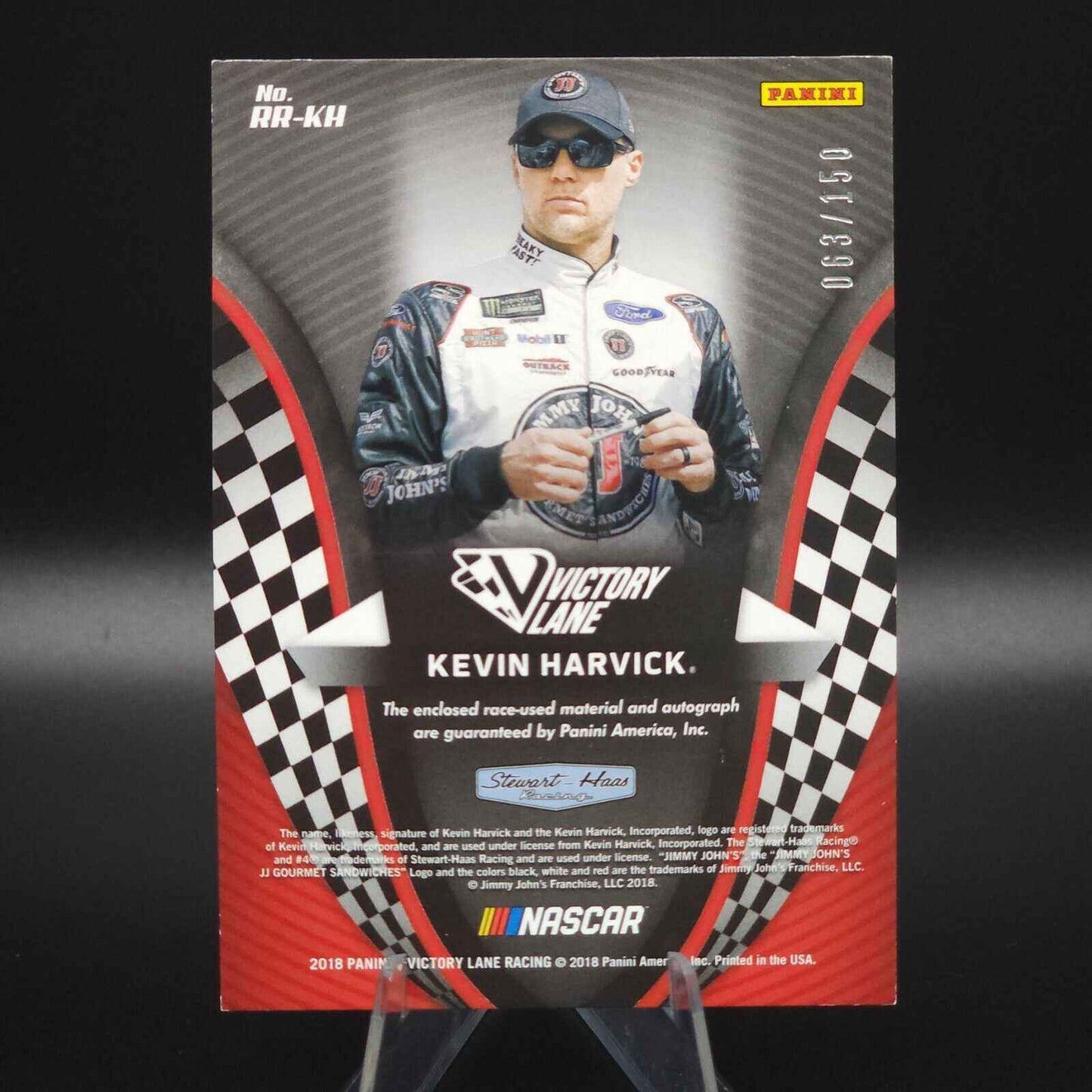 2018 Panini Victory Lane - Remarkable Remnants #RR-KH Kevin Harvick /150 - NASCARD.shop
