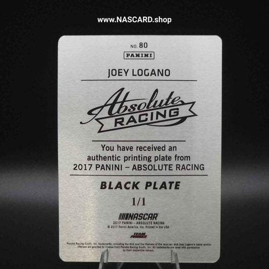 2017 Panini Absolute - #80 Printing Plate Black Joey Logano 1/1 - NASCARD.shop