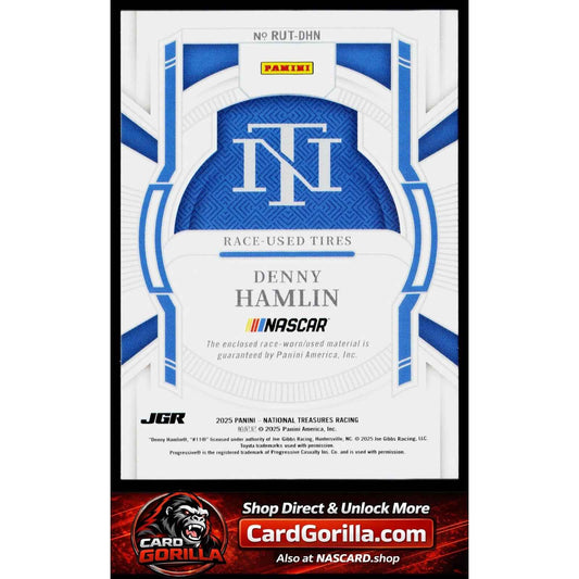 2025 Panini National Treasures #RUT-DHN Denny Hamlin Race Used Tires Blue #/75