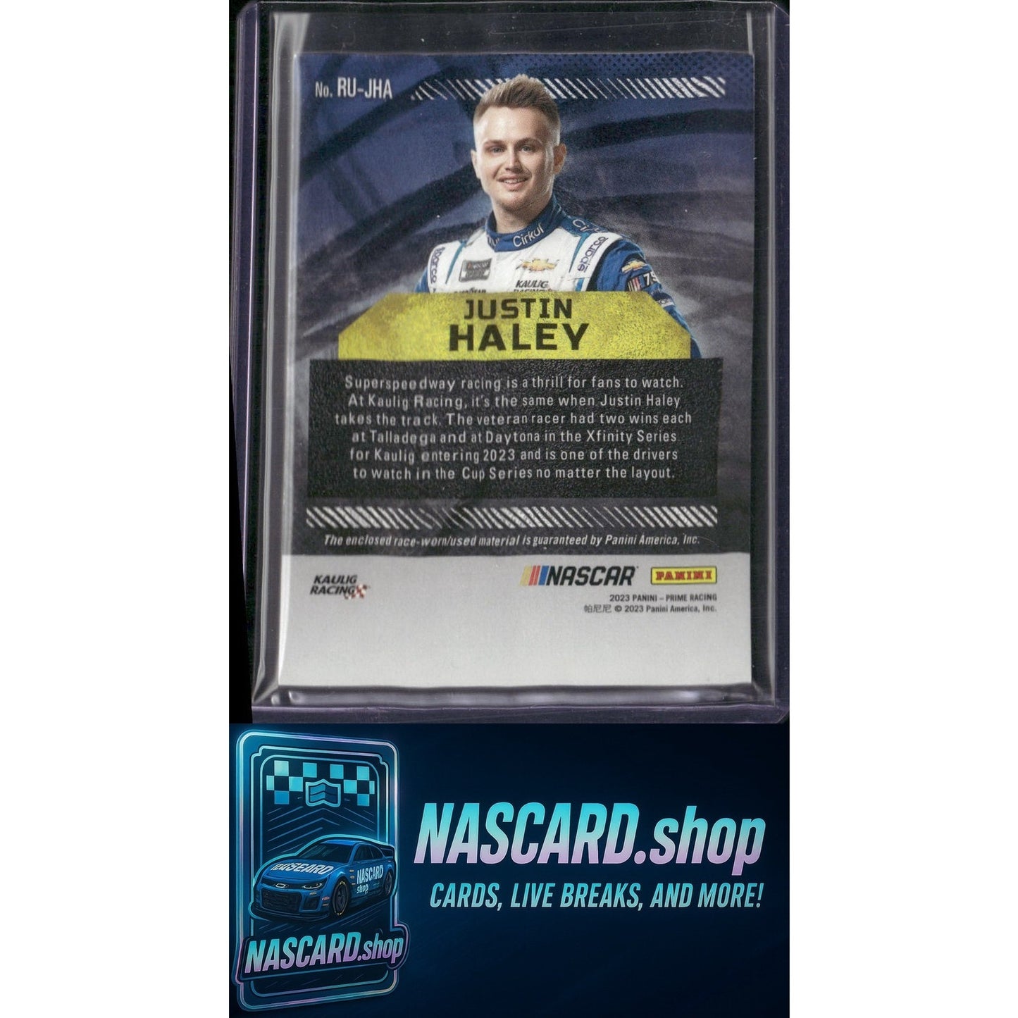 2023 Panini Prime #RU-JHA Justin Haley Race Used Sheet Metal #/99