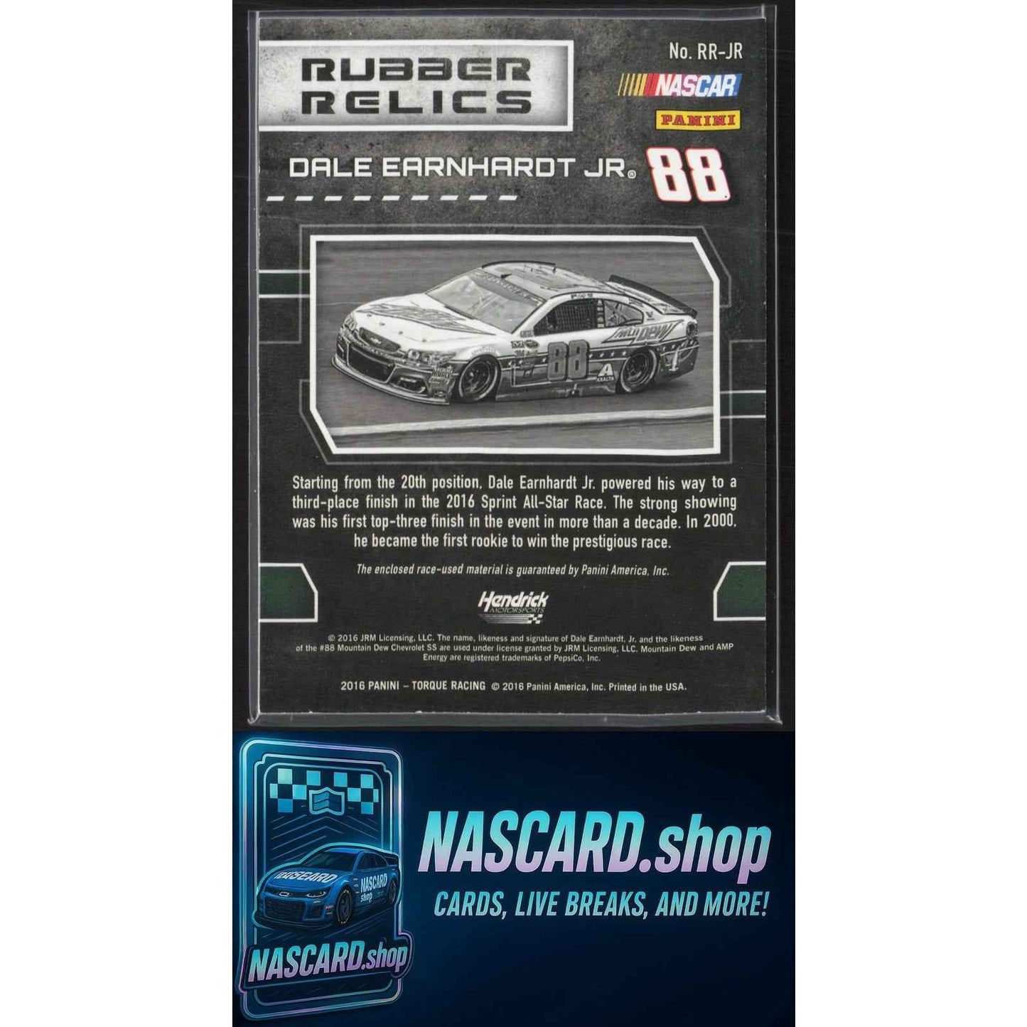 2016 Panini Torque #RR-JR Dale Earnhardt Jr. Rubber Relics Purple #08/10