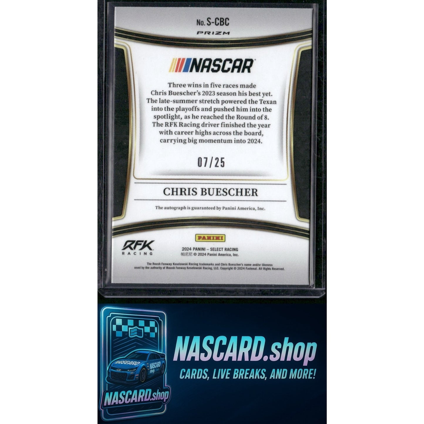 2024 Panini Select #S-CBC Chris Buescher Signatures Tie-Dye Prizms #/25