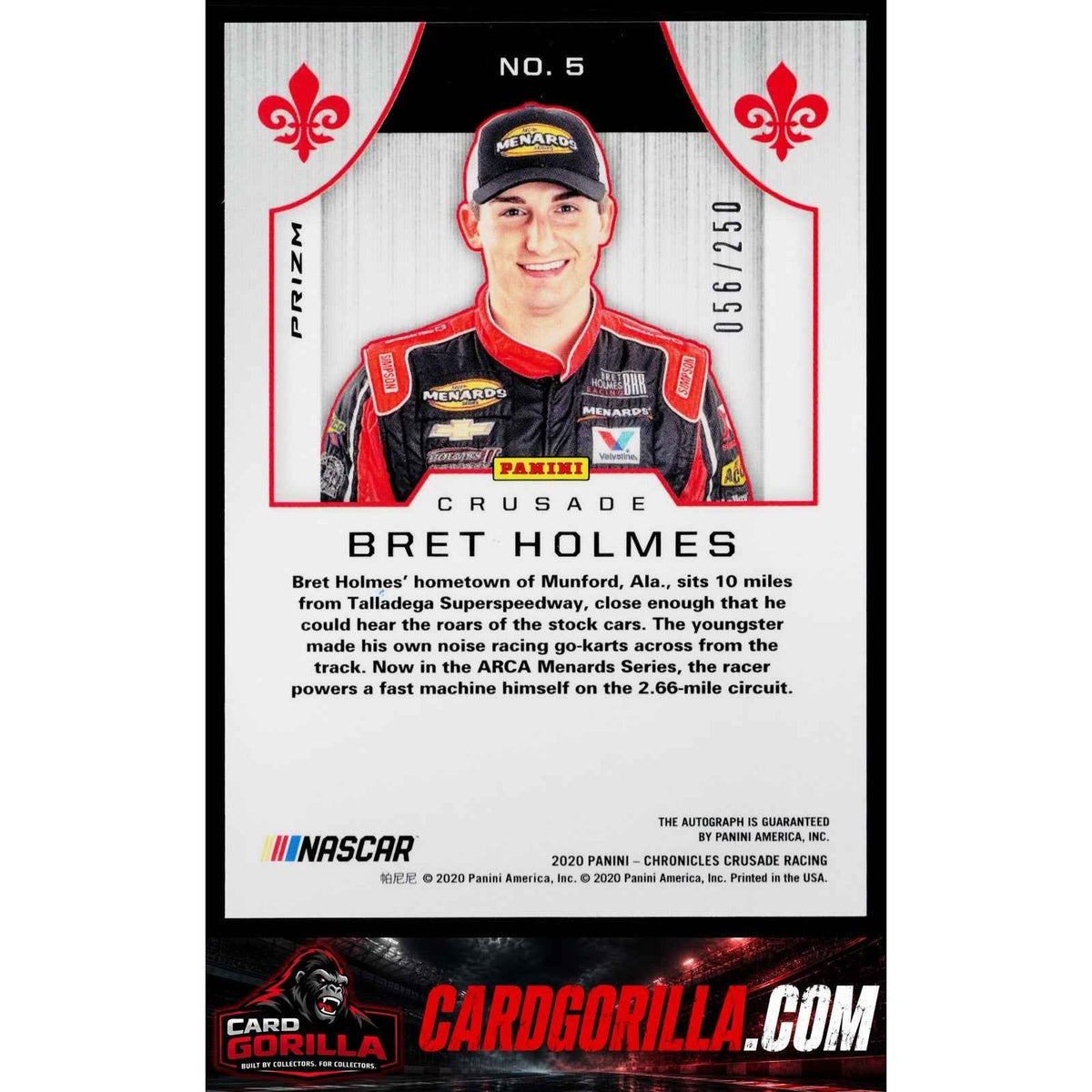 2020 Panini Chronicles #5 Bret Holmes Crusade Autographs #/250