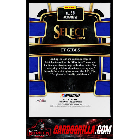 2024 Panini Select #58 Ty Gibbs Gold Prizms #/10
