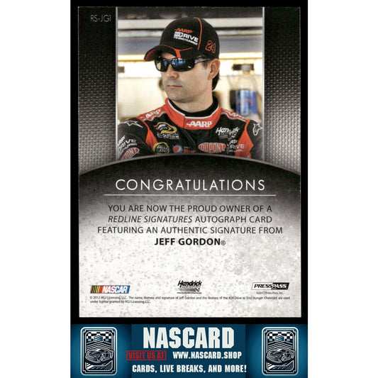 2012 Press Pass Redline Signatures Red #RS-JG1 Jeff Gordon #/50 - NASCARD.shop