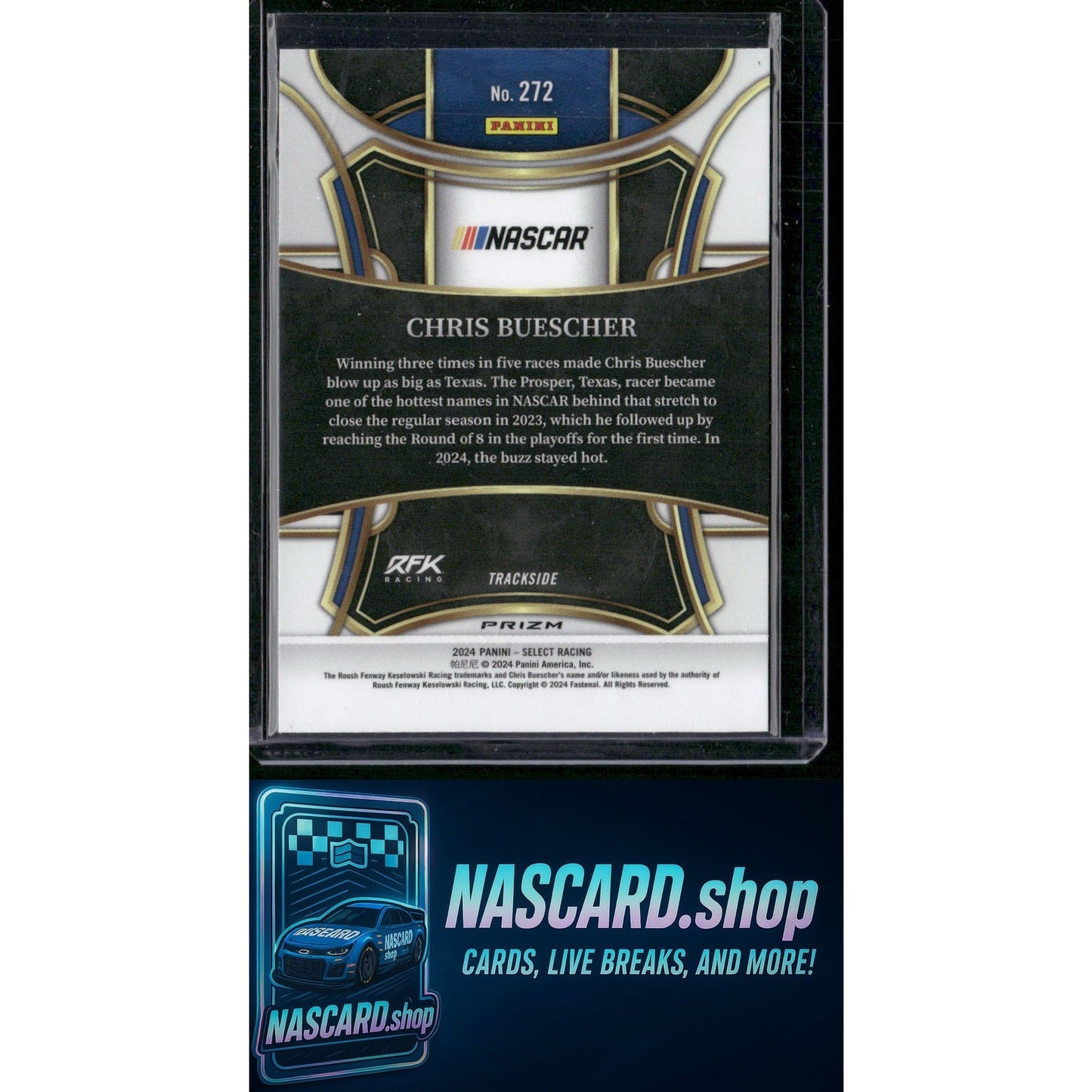 2024 Panini Select #272 Chris Buescher Zebra Prizms - NASCARD.shop