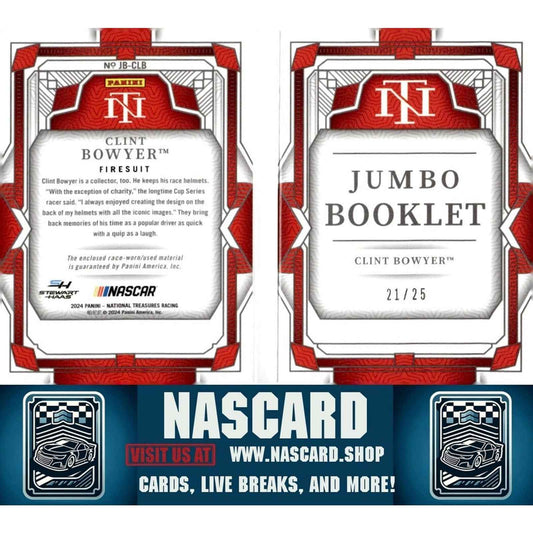 2024 National Treasures Jumbo Firesuit Booklet Clint Bowyer /25