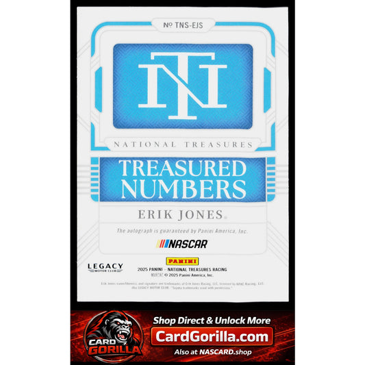 2025 Panini National Treasures Erik Jones Treasured Numbers Signatures #/99
