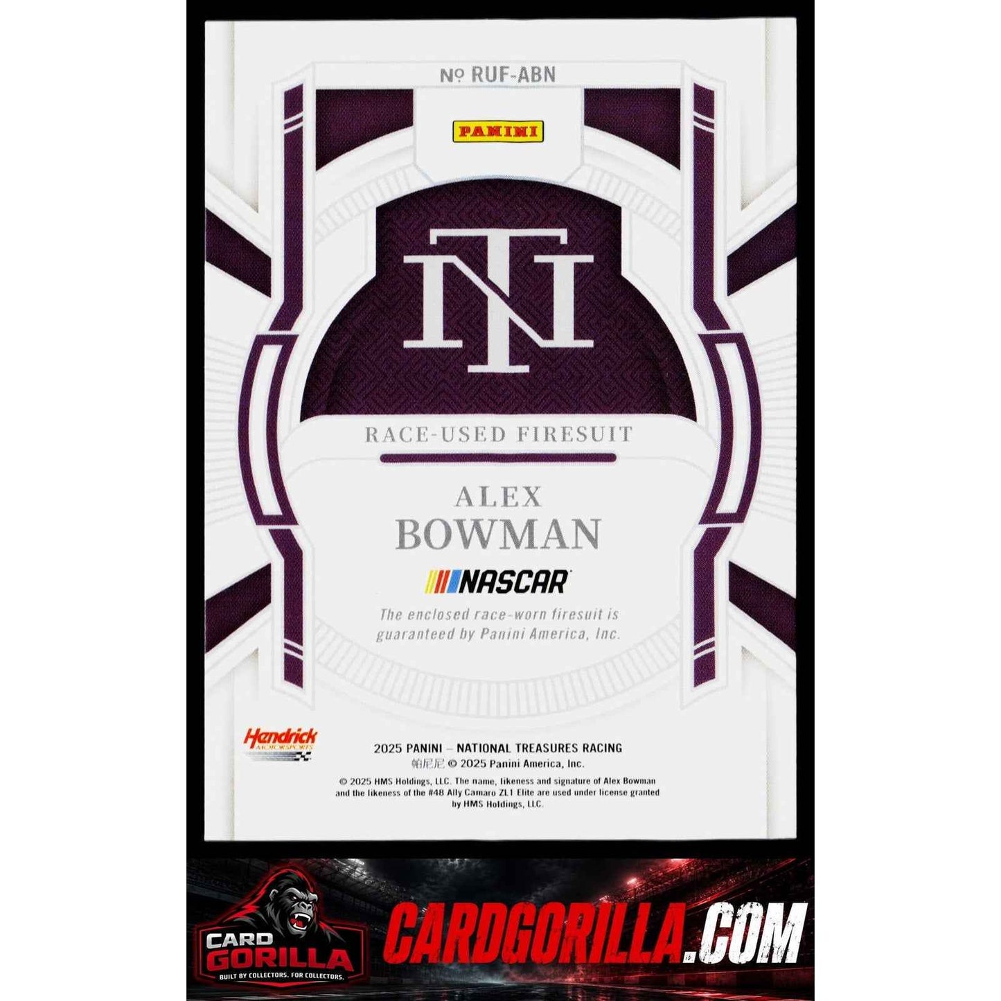 2025 Panini National Treasures Alex Bowman Race Used Firesuit Holo Silver #/25