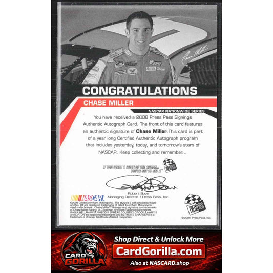 2008 Press Pass #NNO Chase Miller Signings