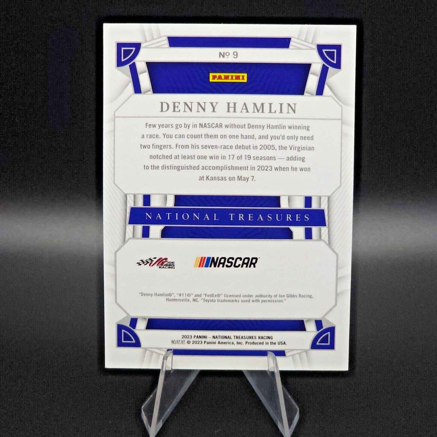 2023 Panini National Treasures Base Green #9 Denny Hamlin /5 - NASCARD.shop