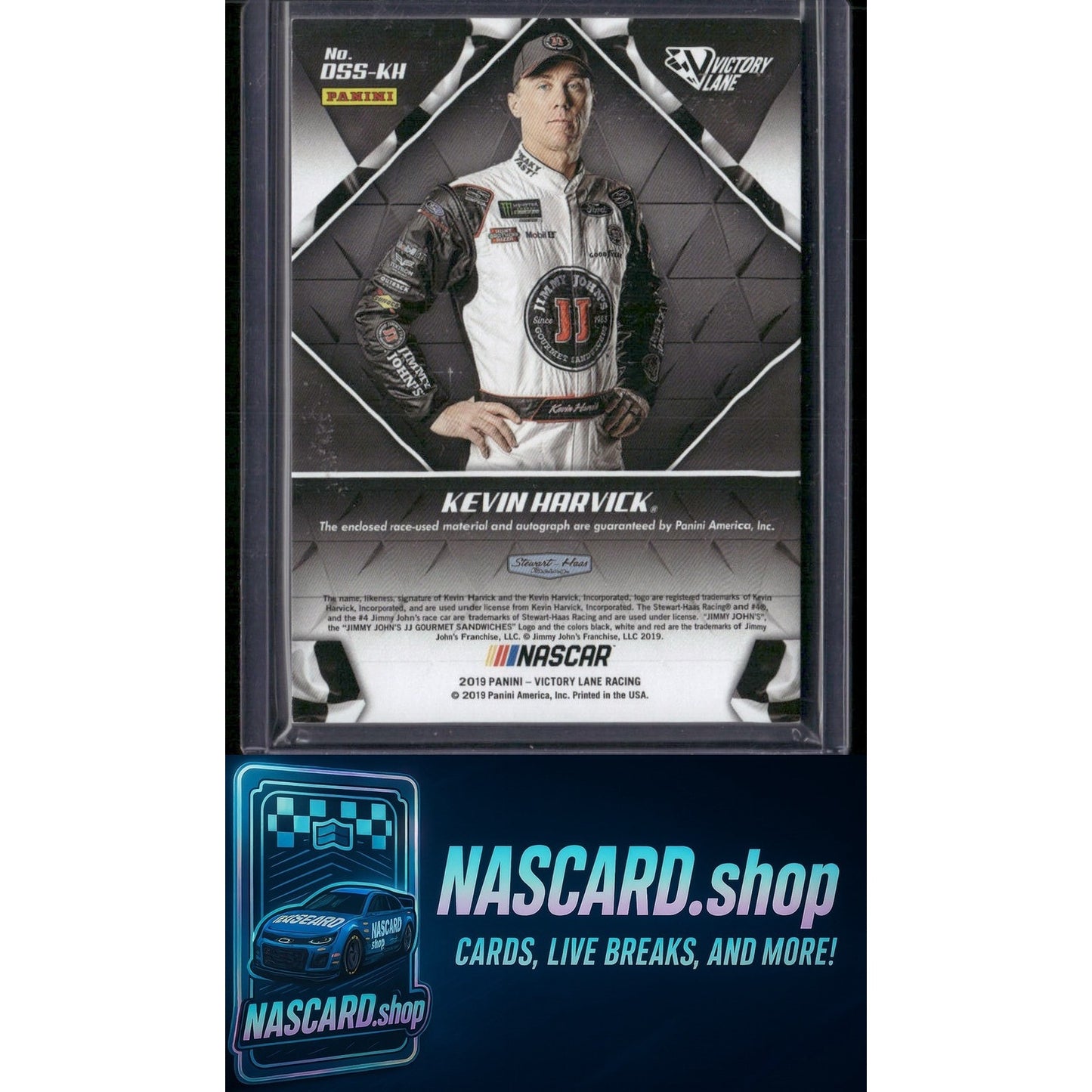 2019 Panini Victory Lane #DSS-KH Kevin Harvick Dual Swatch Signatures Red #/25 - NASCARD.shop