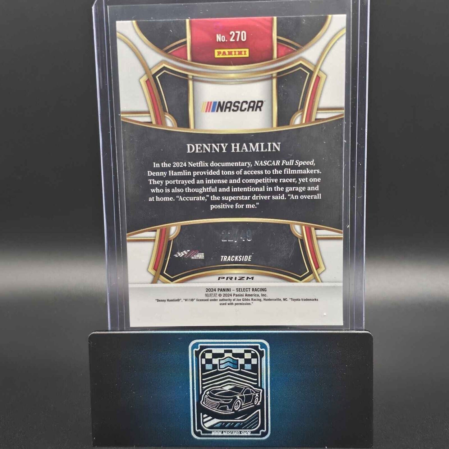 2024 Panini Select - Trackside Black and Blue Prizm #270 Denny Hamlin /49 - NASCARD.shop
