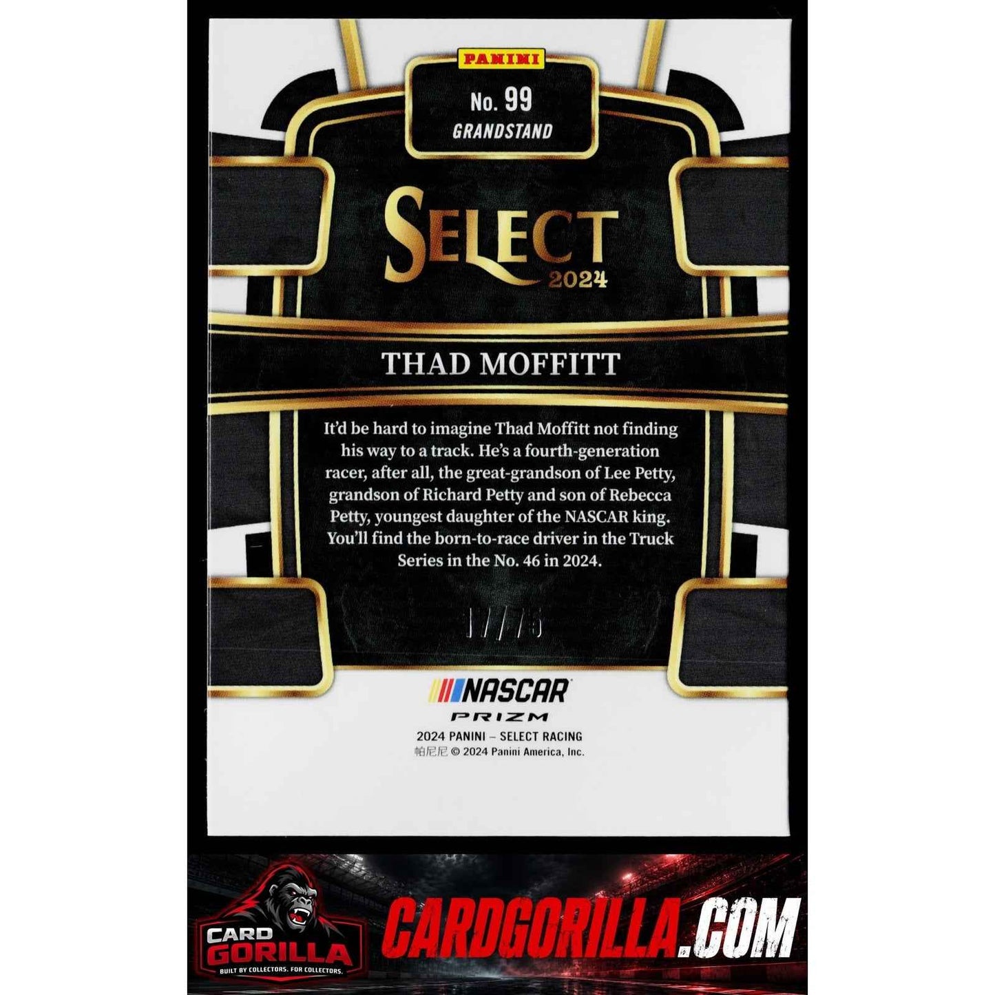 2024 Panini Select #99 Thad Moffitt Neon Green Prizms #/75